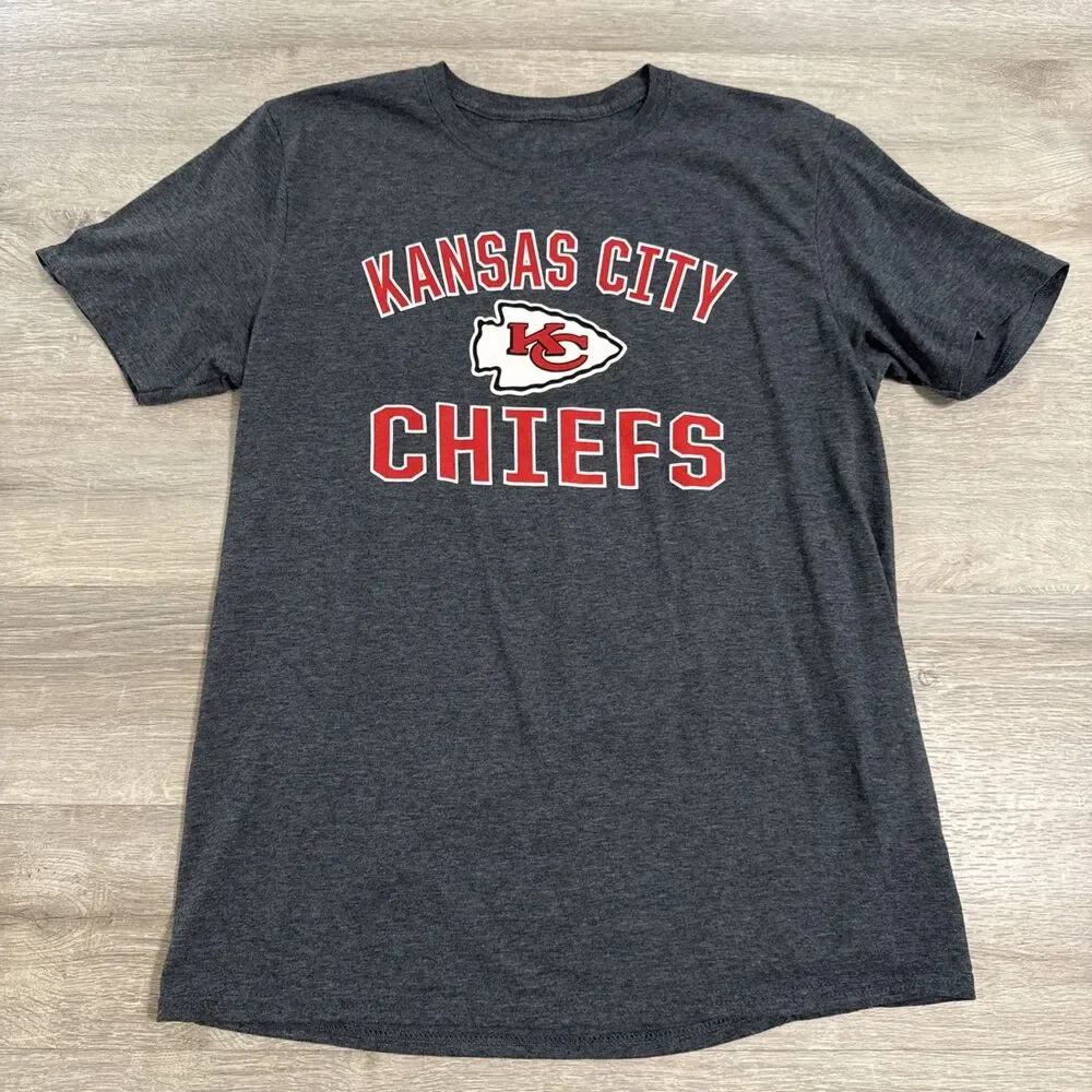 Kansas City Chiefs Shirt NFL Fanatics Men’s Gray Large Short Sleeve Football